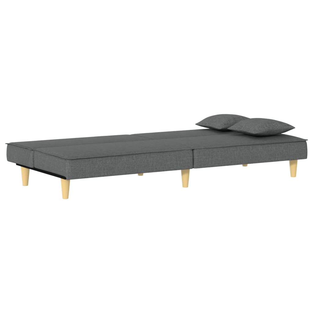 Sofá-cama tecido cinzento-escuro