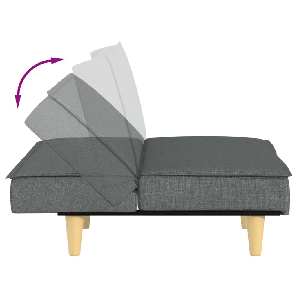 Sofá-cama tecido cinzento-escuro