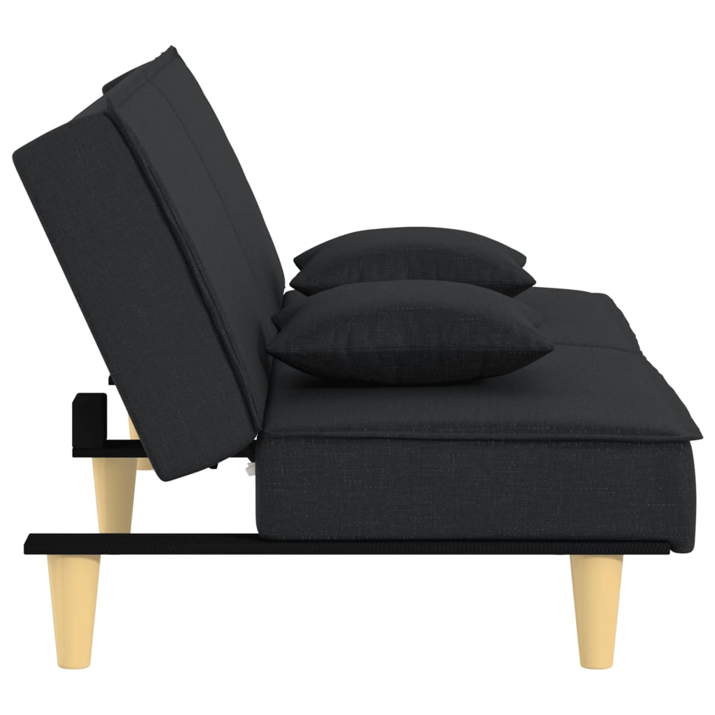 Sofá-cama tecido preto