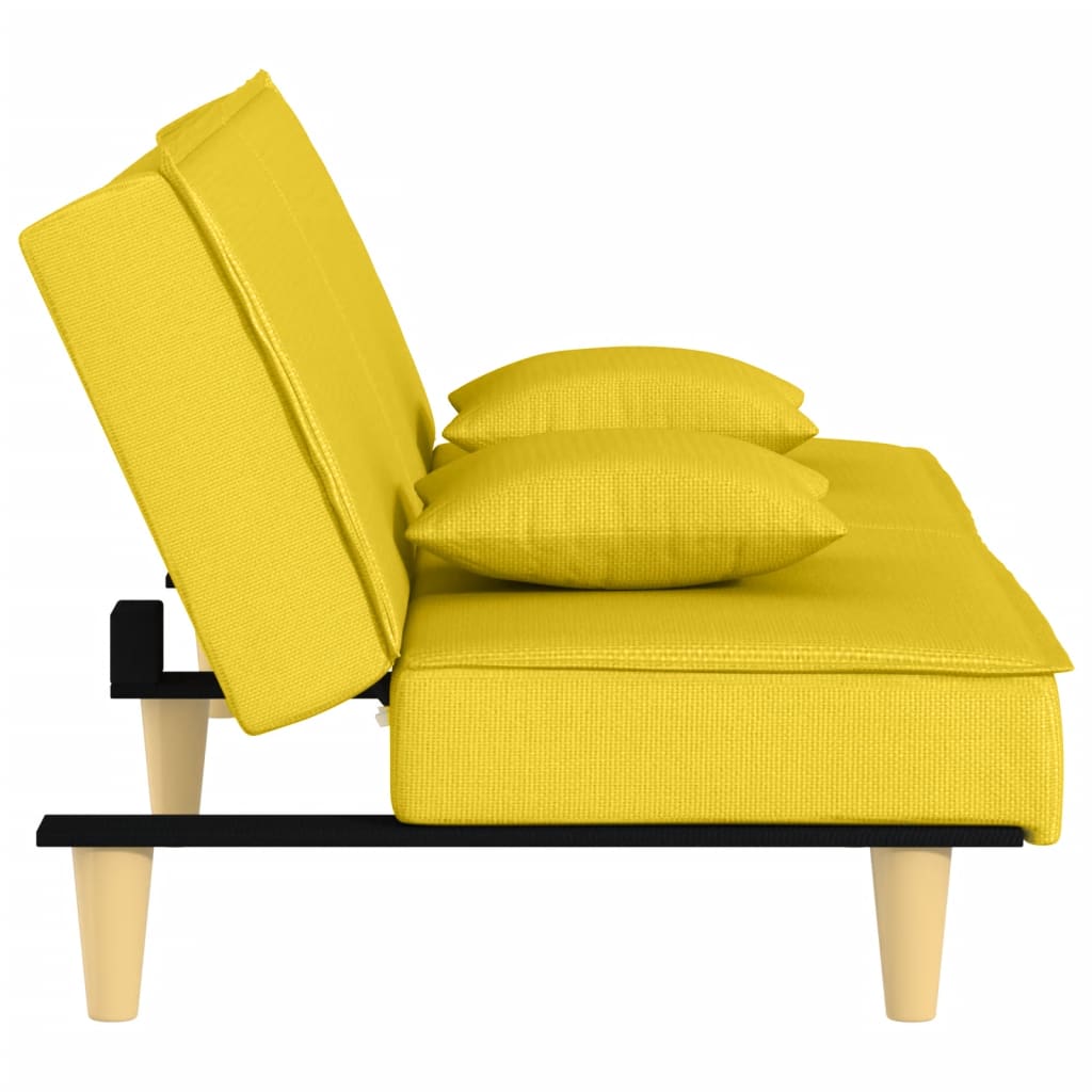 Sofá-cama tecido amarelo-claro