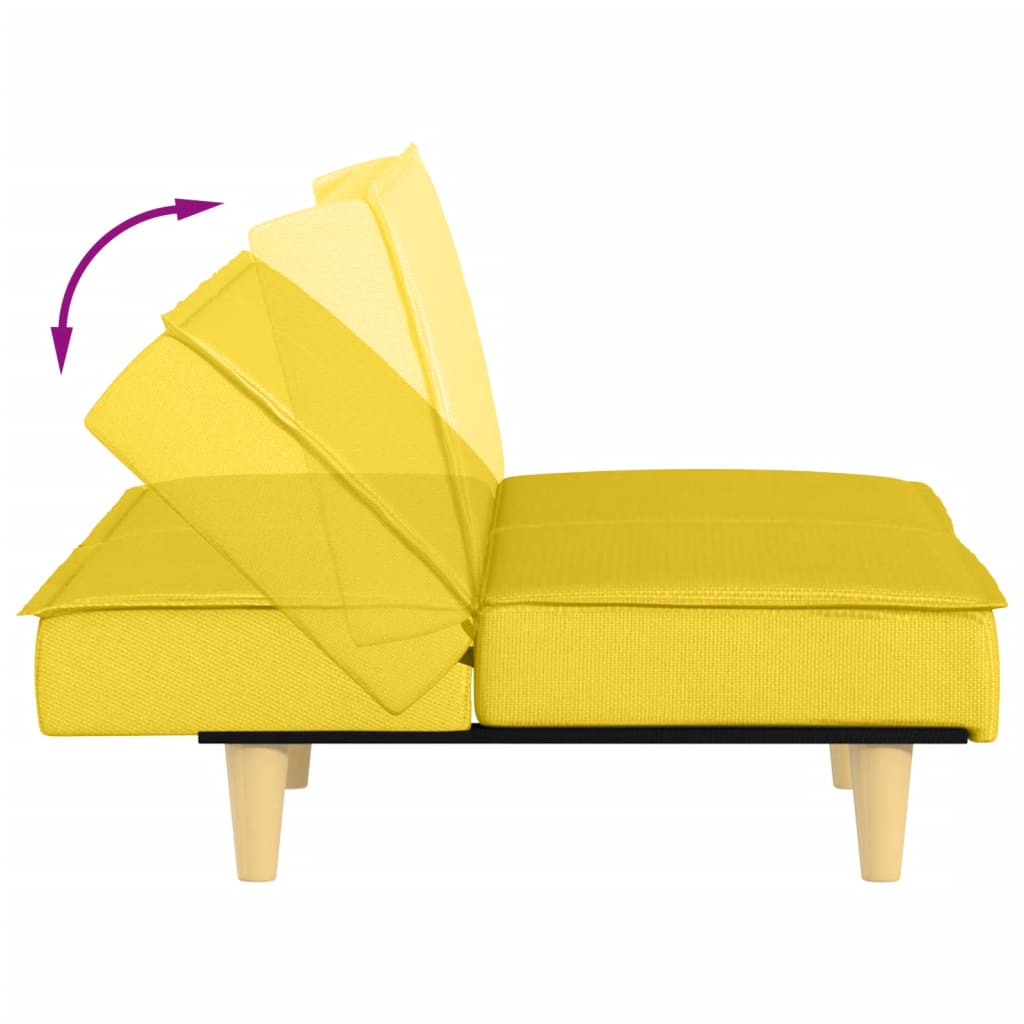 Sofá-cama tecido amarelo-claro