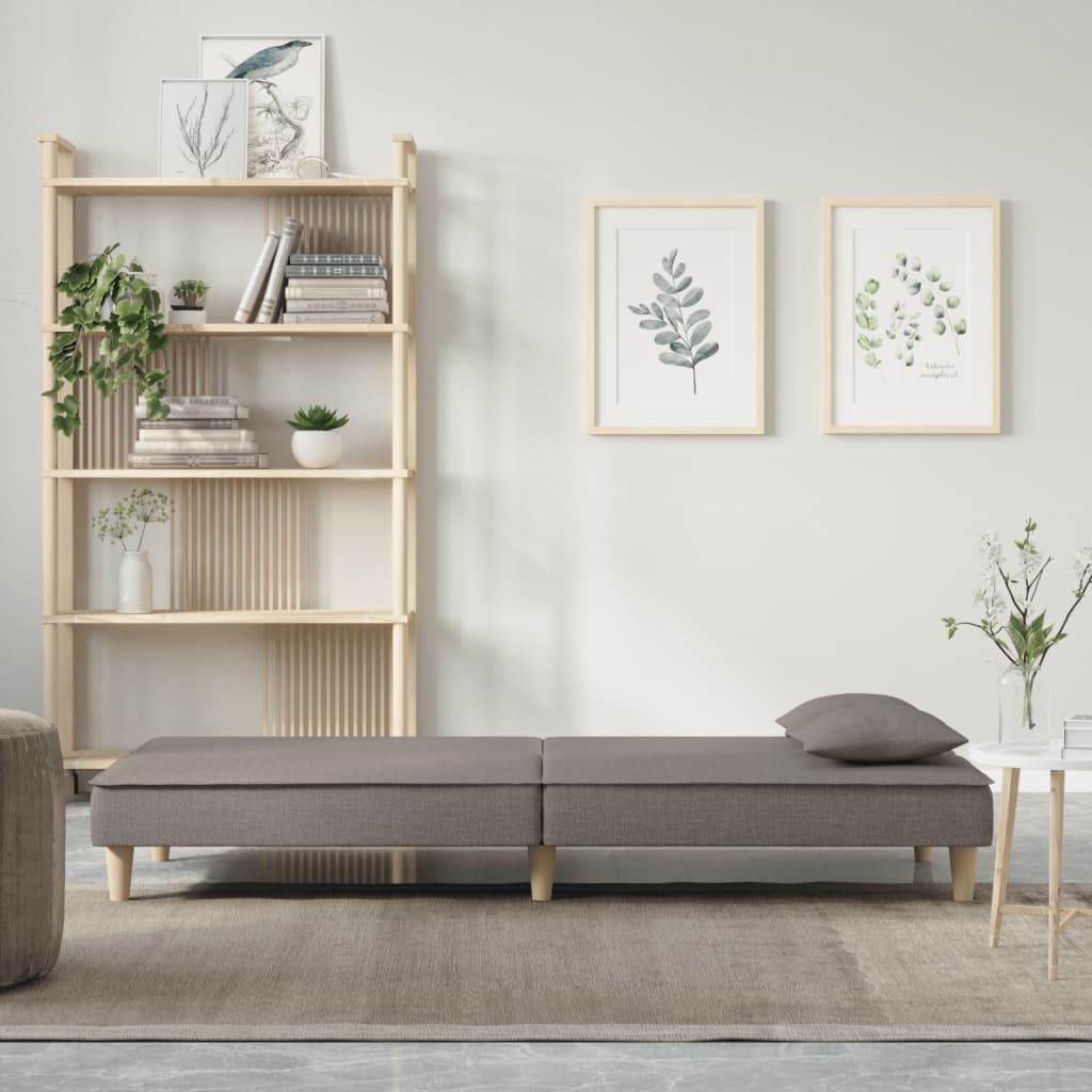 Sofá-cama tecido cinzento-acastanhado