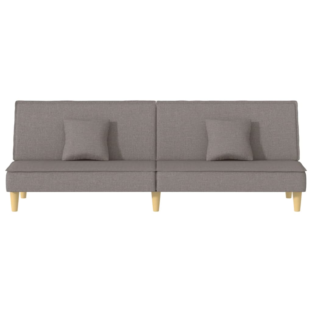 Sofá-cama tecido cinzento-acastanhado