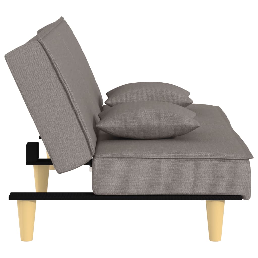 Sofá-cama tecido cinzento-acastanhado