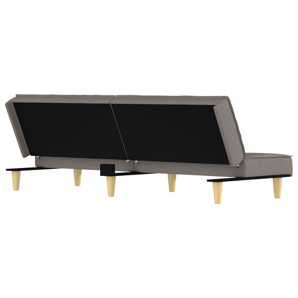 Sofá-cama tecido cinzento-acastanhado