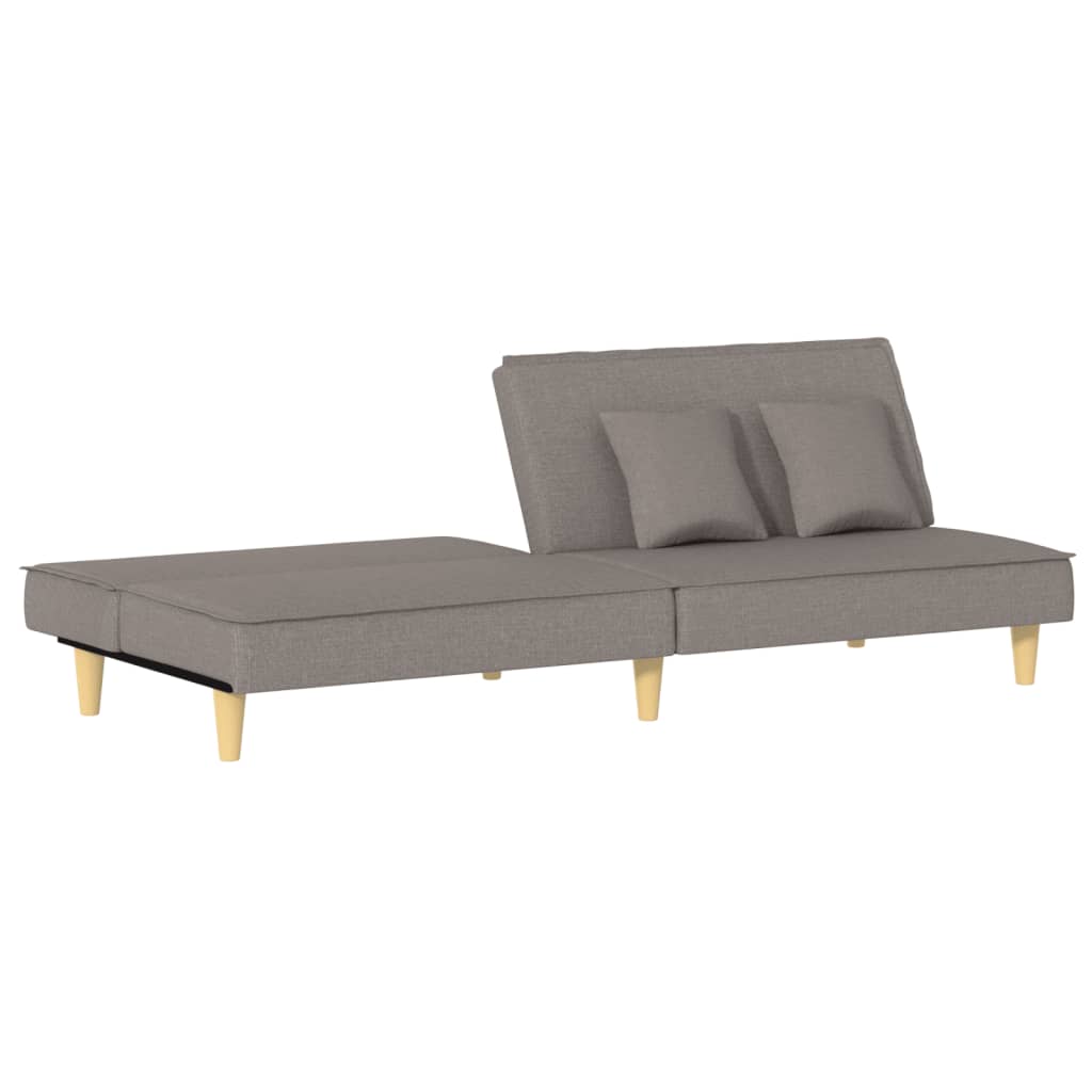 Sofá-cama tecido cinzento-acastanhado