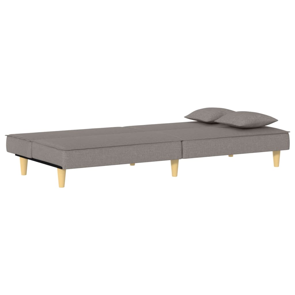 Sofá-cama tecido cinzento-acastanhado