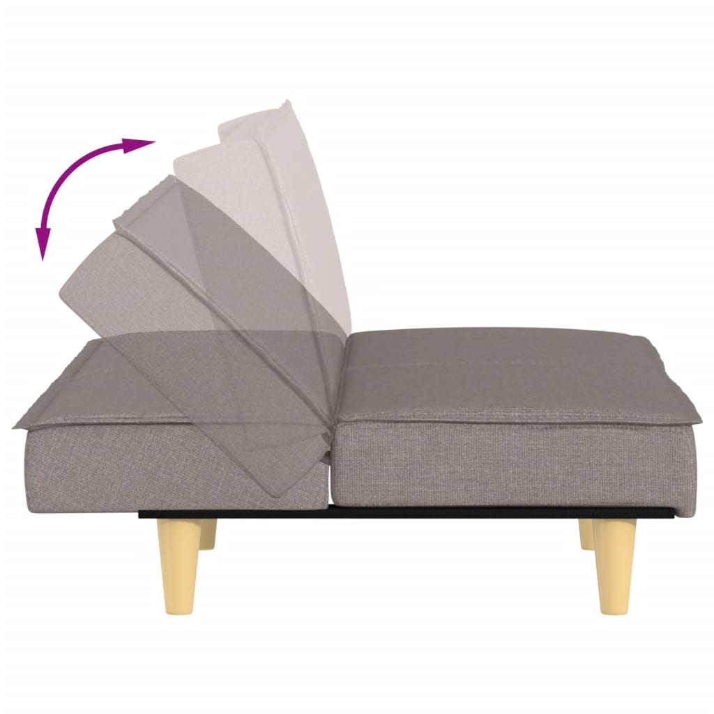 Sofá-cama tecido cinzento-acastanhado