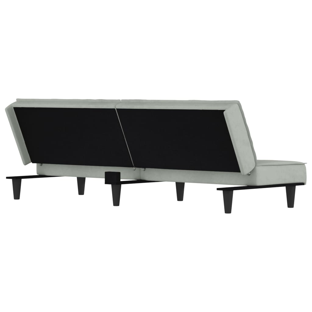 Sofá-cama veludo cinzento-claro