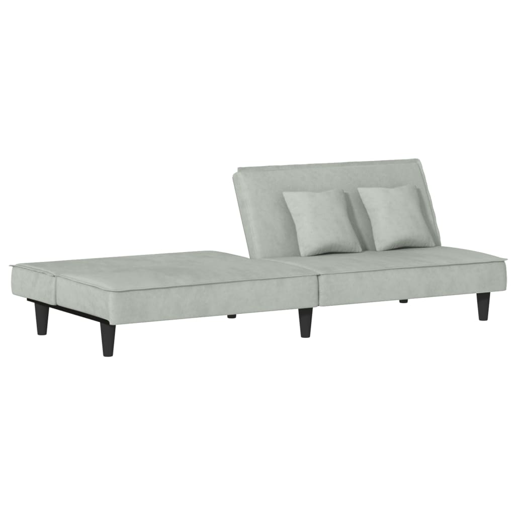 Sofá-cama veludo cinzento-claro