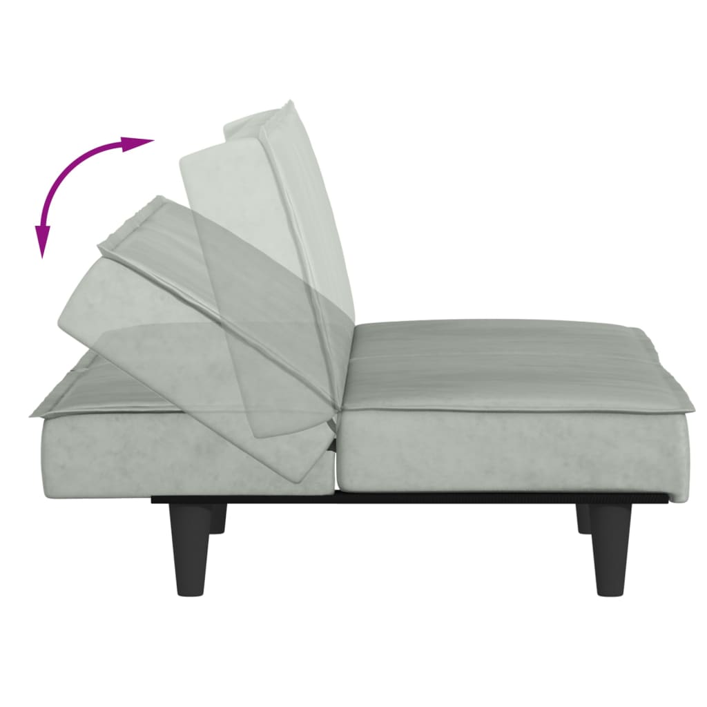 Sofá-cama veludo cinzento-claro