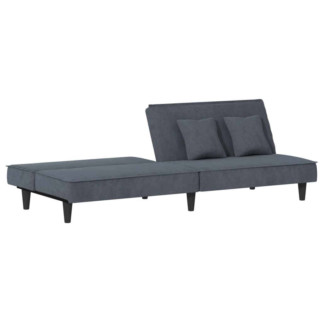 Sofá-cama veludo cinzento-escuro