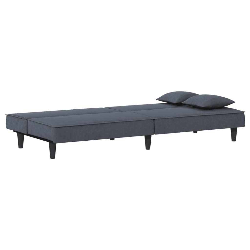 Sofá-cama veludo cinzento-escuro