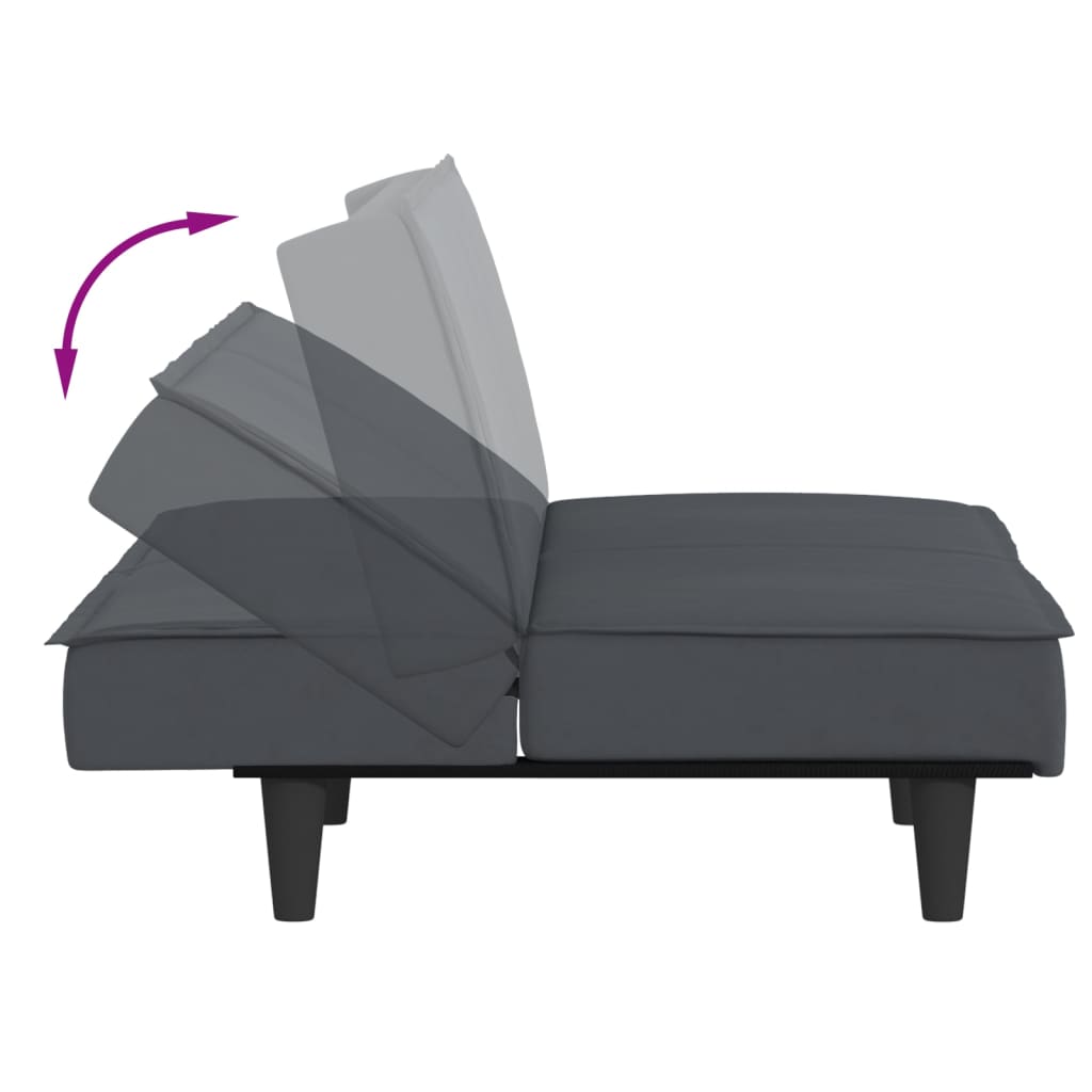 Sofá-cama veludo cinzento-escuro