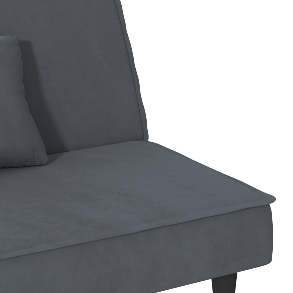 Sofá-cama veludo cinzento-escuro