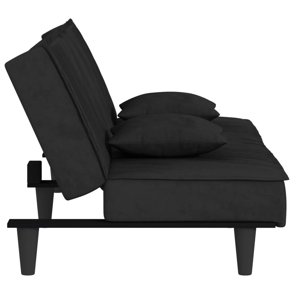 Sofá-cama veludo preto