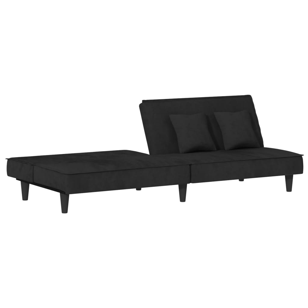 Sofá-cama veludo preto