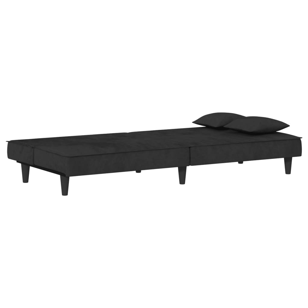 Sofá-cama veludo preto