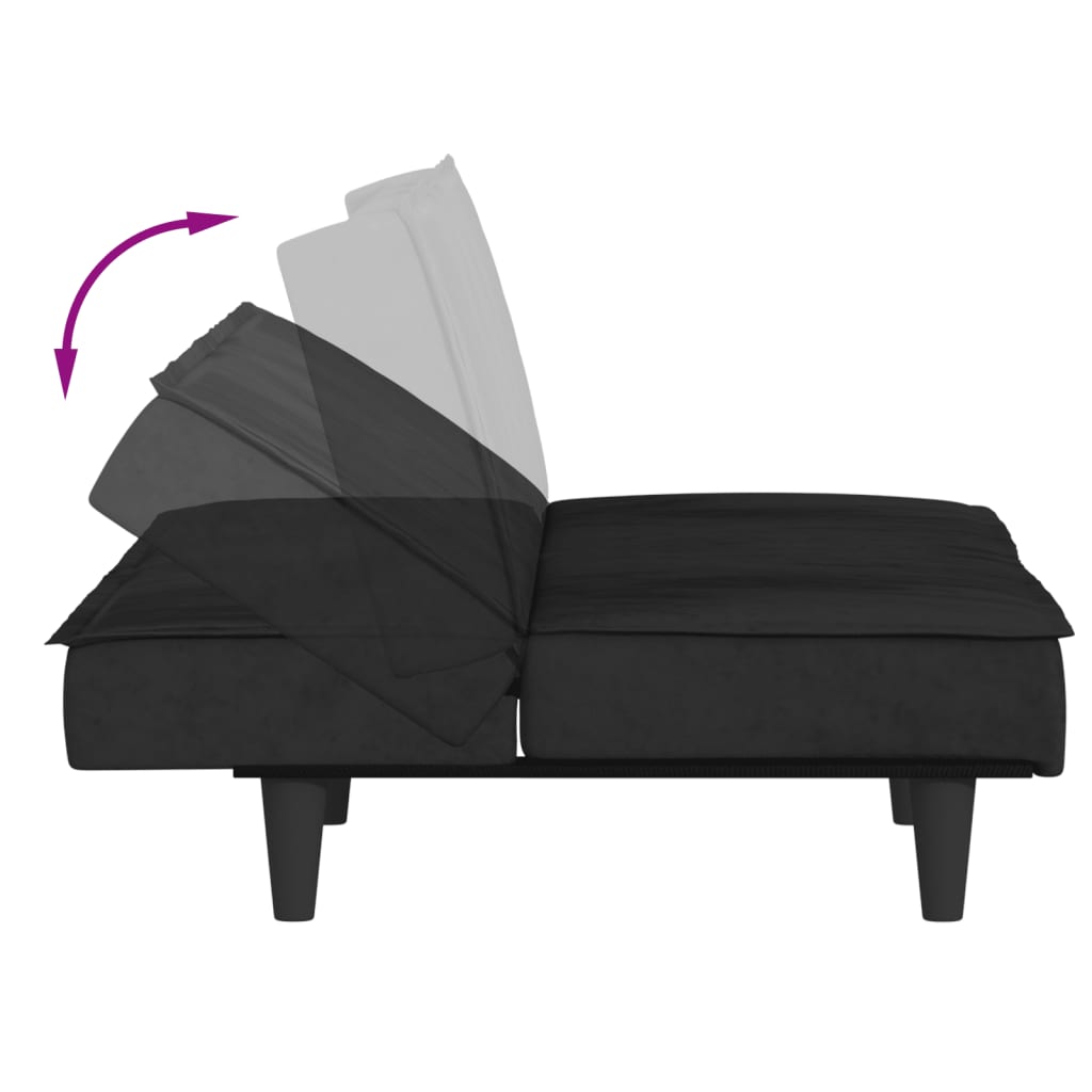 Sofá-cama veludo preto