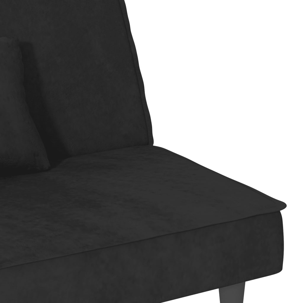 Sofá-cama veludo preto