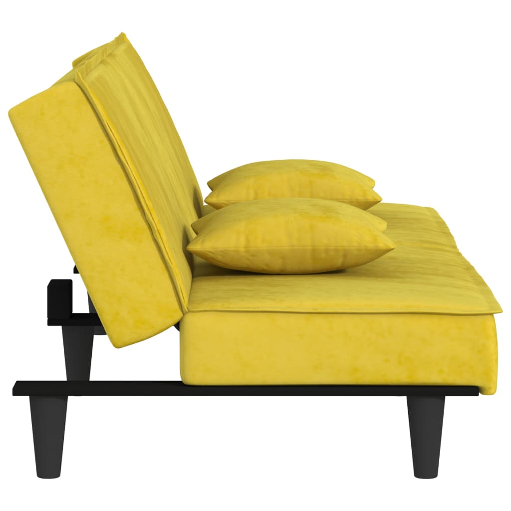 Sofá-cama veludo amarelo