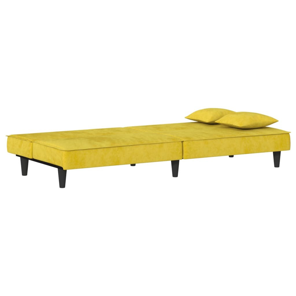 Sofá-cama veludo amarelo