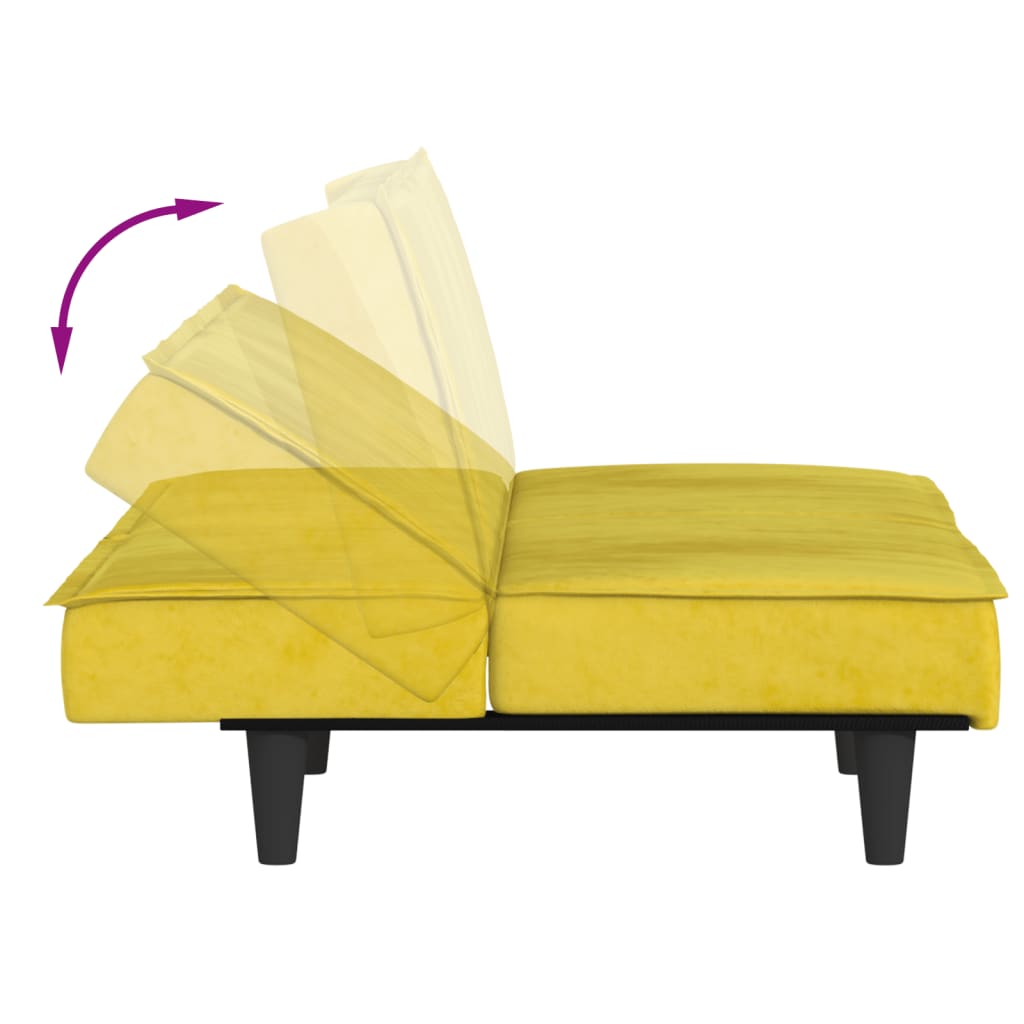 Sofá-cama veludo amarelo