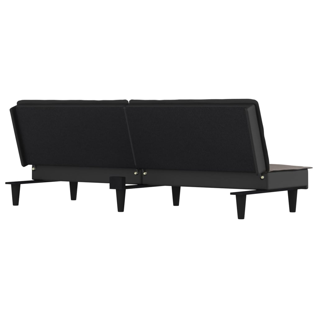 Sofá-cama tecido cinzento-acastanhado