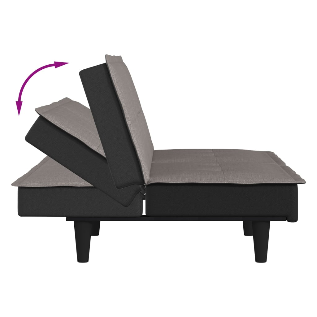 Sofá-cama tecido cinzento-acastanhado