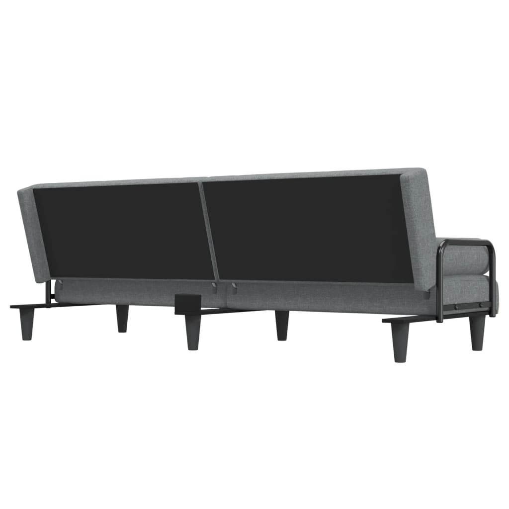 Sofá-cama com apoio de braços tecido cinzento-claro