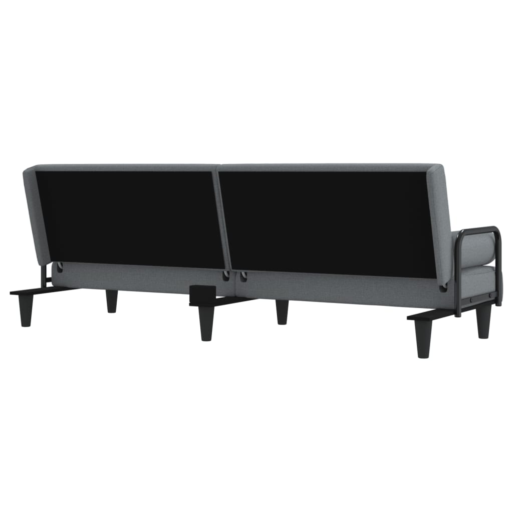 Sofá-cama com apoio de braços tecido cinzento-claro