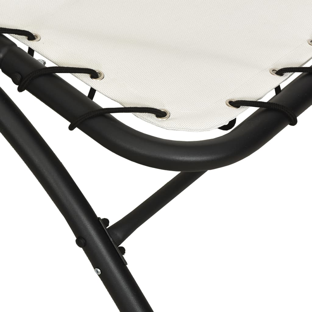 Sun lounger with canopy 167x80x195 cm fabric and steel cream color