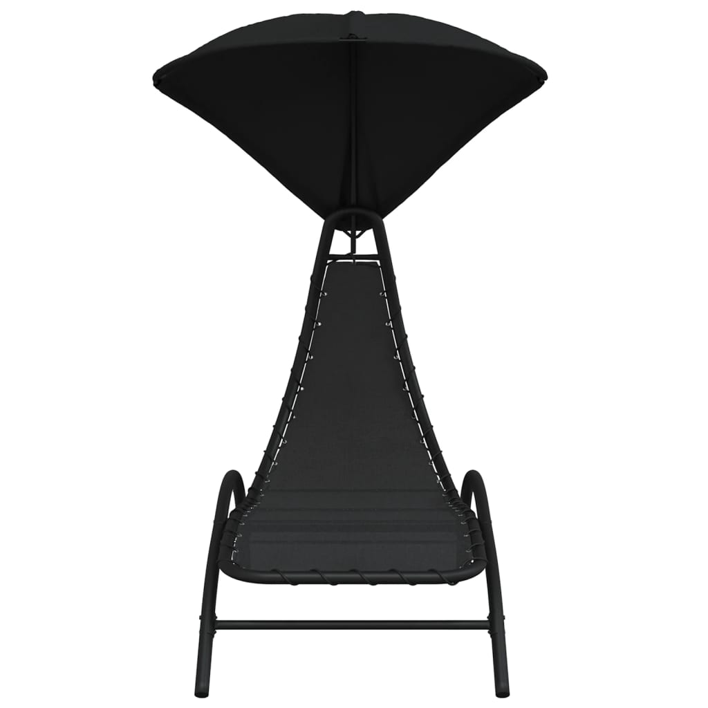 Sun lounger with canopy 167x80x195 cm fabric and black steel