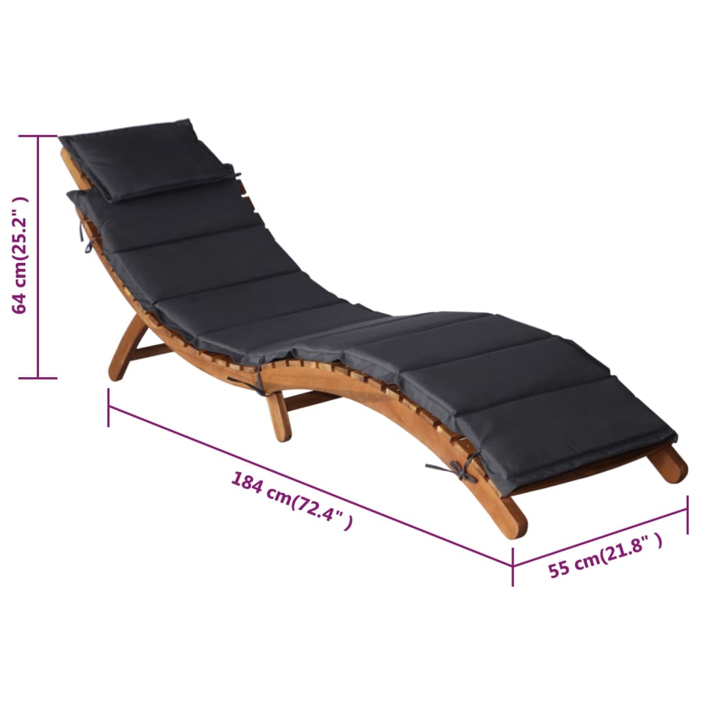 Sun loungers with cushions 2pcs solid acacia dark grey