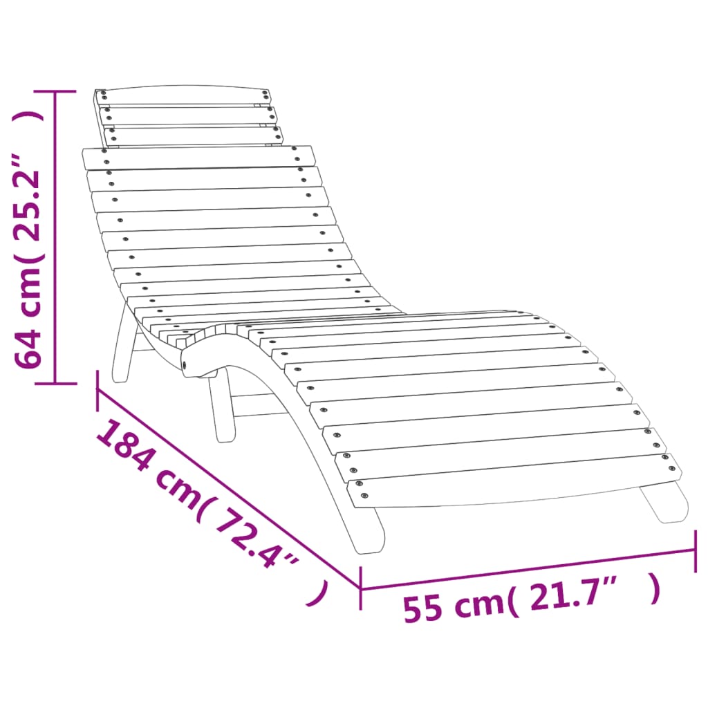 Sun lounger 184x55x64 cm solid acacia wood white