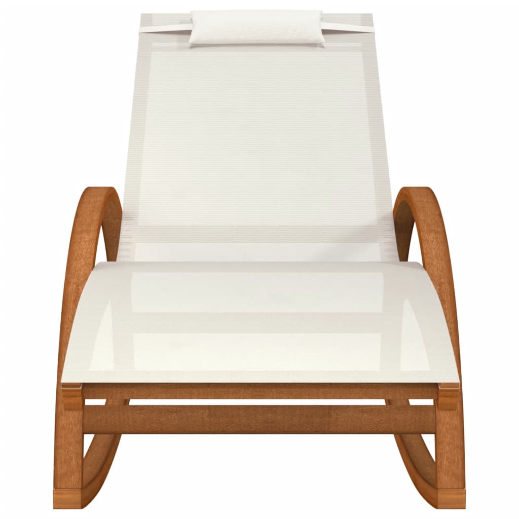 Textilene and solid poplar wood rocking chair in white