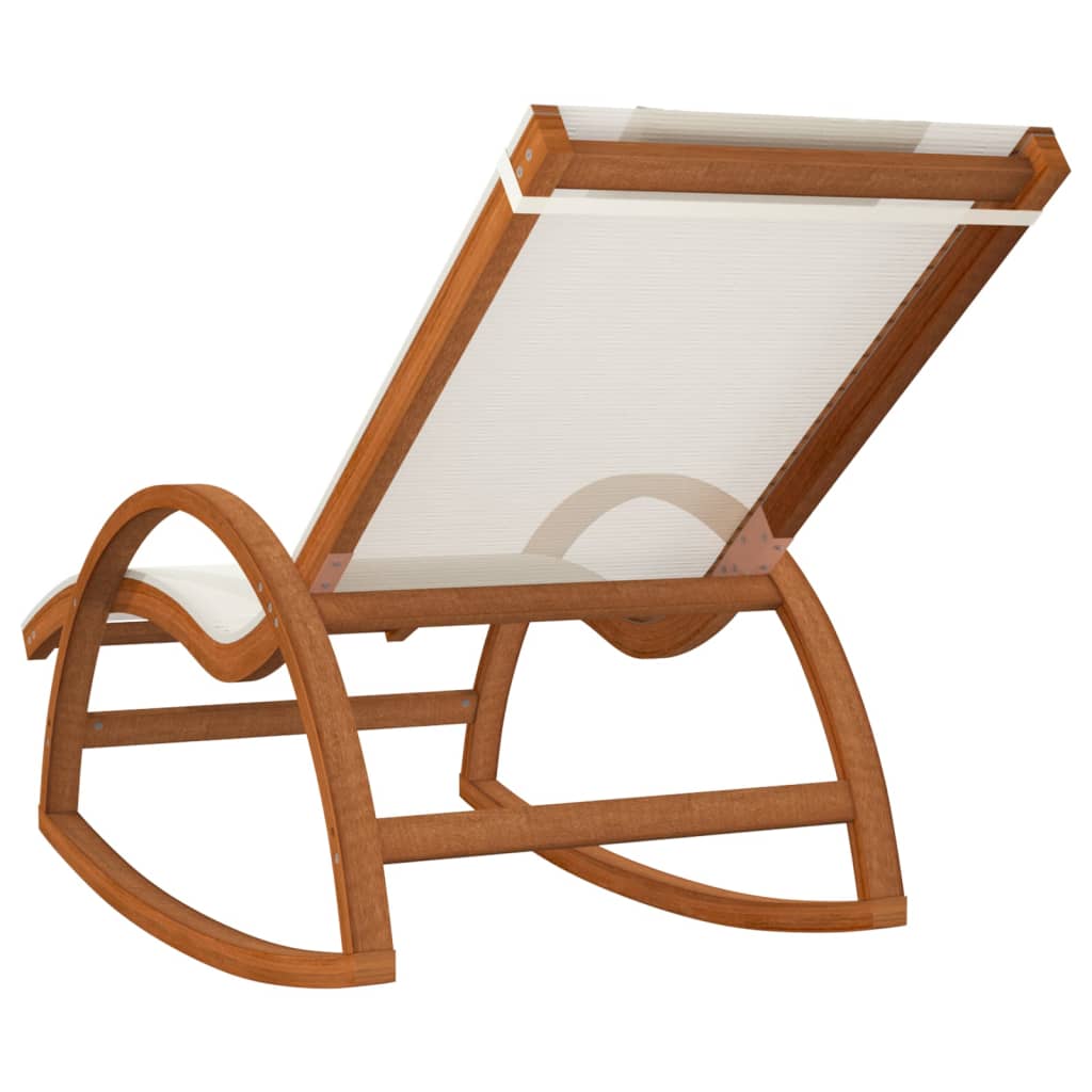 Textilene and solid poplar wood rocking chair in white