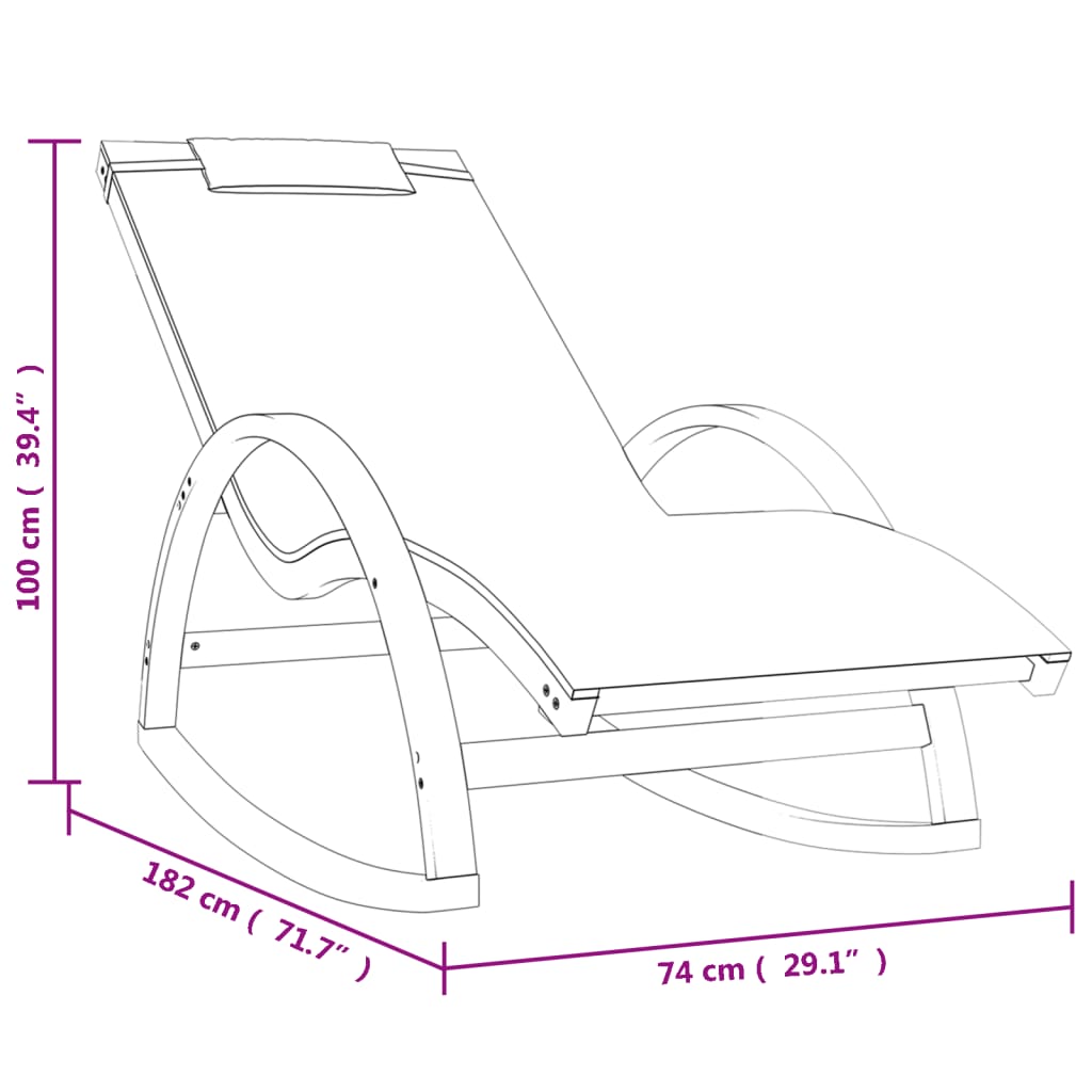 Textilene and solid poplar rocking chair in grey