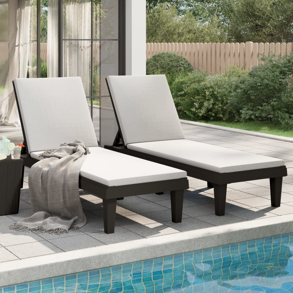 Sun lounger 2 pcs 155x58x83 cm black polypropylene