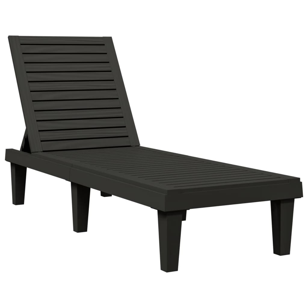 Sun lounger 2 pcs 155x58x83 cm black polypropylene