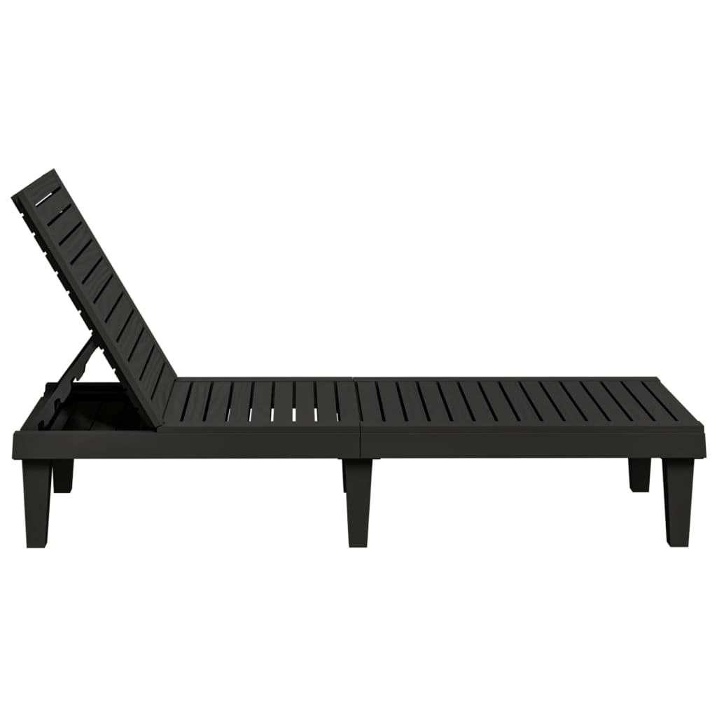 Sun lounger 2 pcs 155x58x83 cm black polypropylene