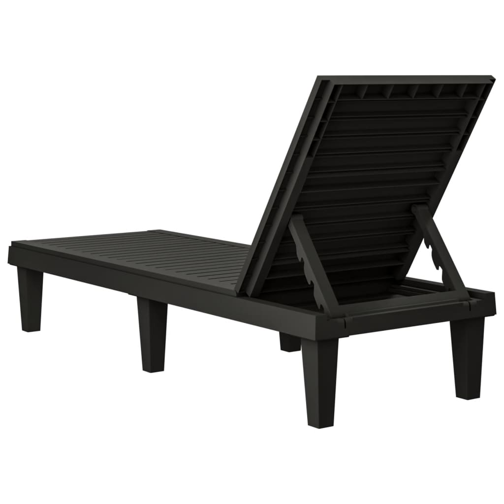 Sun lounger 2 pcs 155x58x83 cm black polypropylene