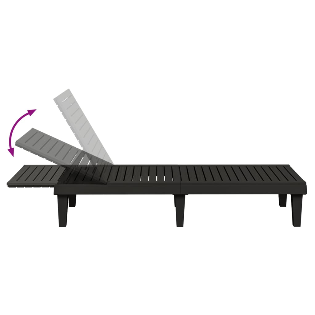 Sun lounger 2 pcs 155x58x83 cm black polypropylene