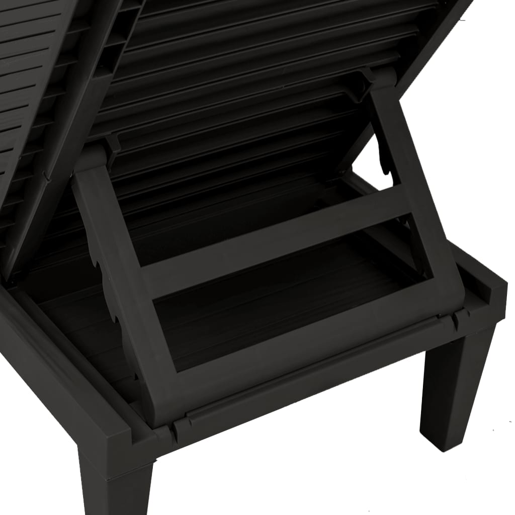 Sun lounger 2 pcs 155x58x83 cm black polypropylene