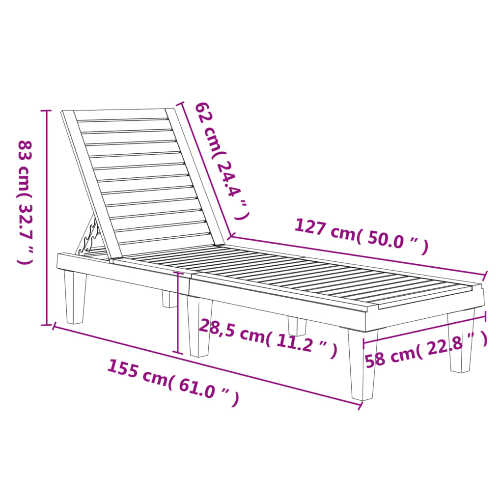 Sun lounger 2 pcs 155x58x83 cm black polypropylene