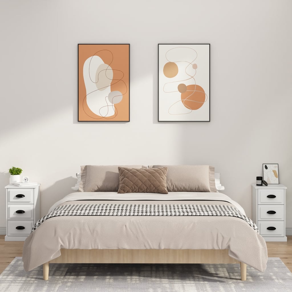 Bedside table 39x39x67 cm wood derivatives white