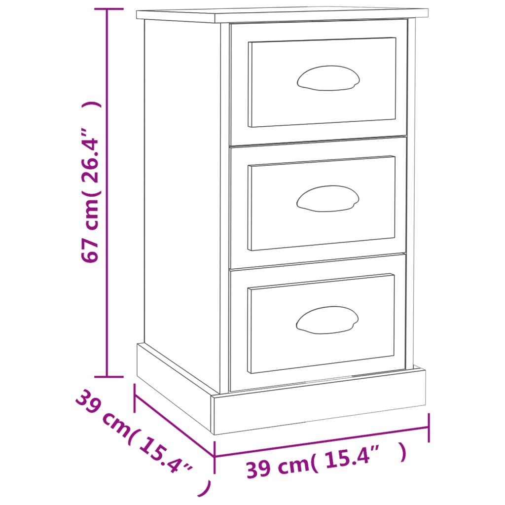 Bedside table 39x39x67 cm wood derivatives white
