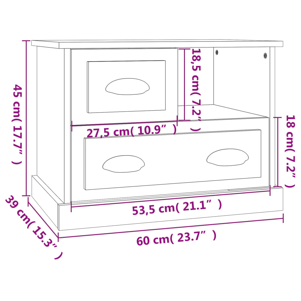 Bedside table 60x39x45 cm Sonoma grey
