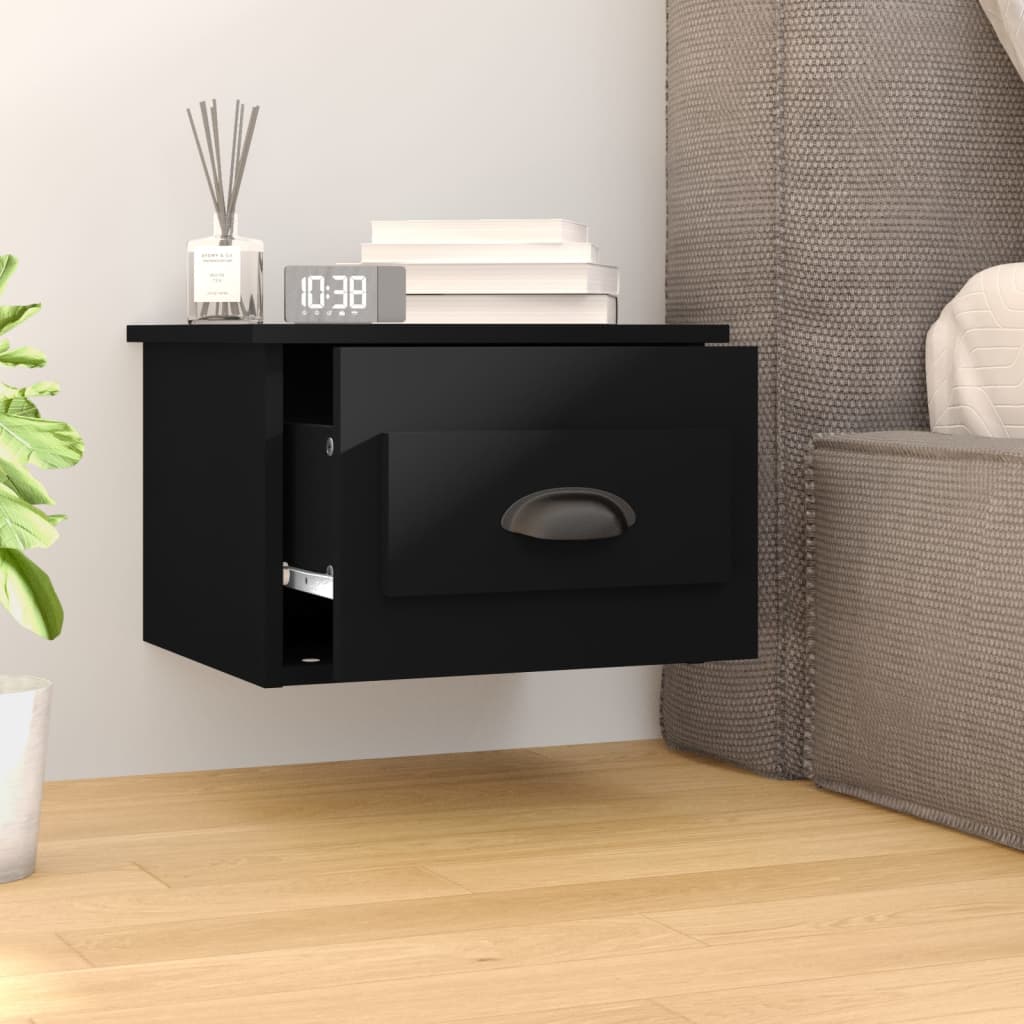 Wall-mounted bedside tables 2 pcs 41.5x36x28 cm black