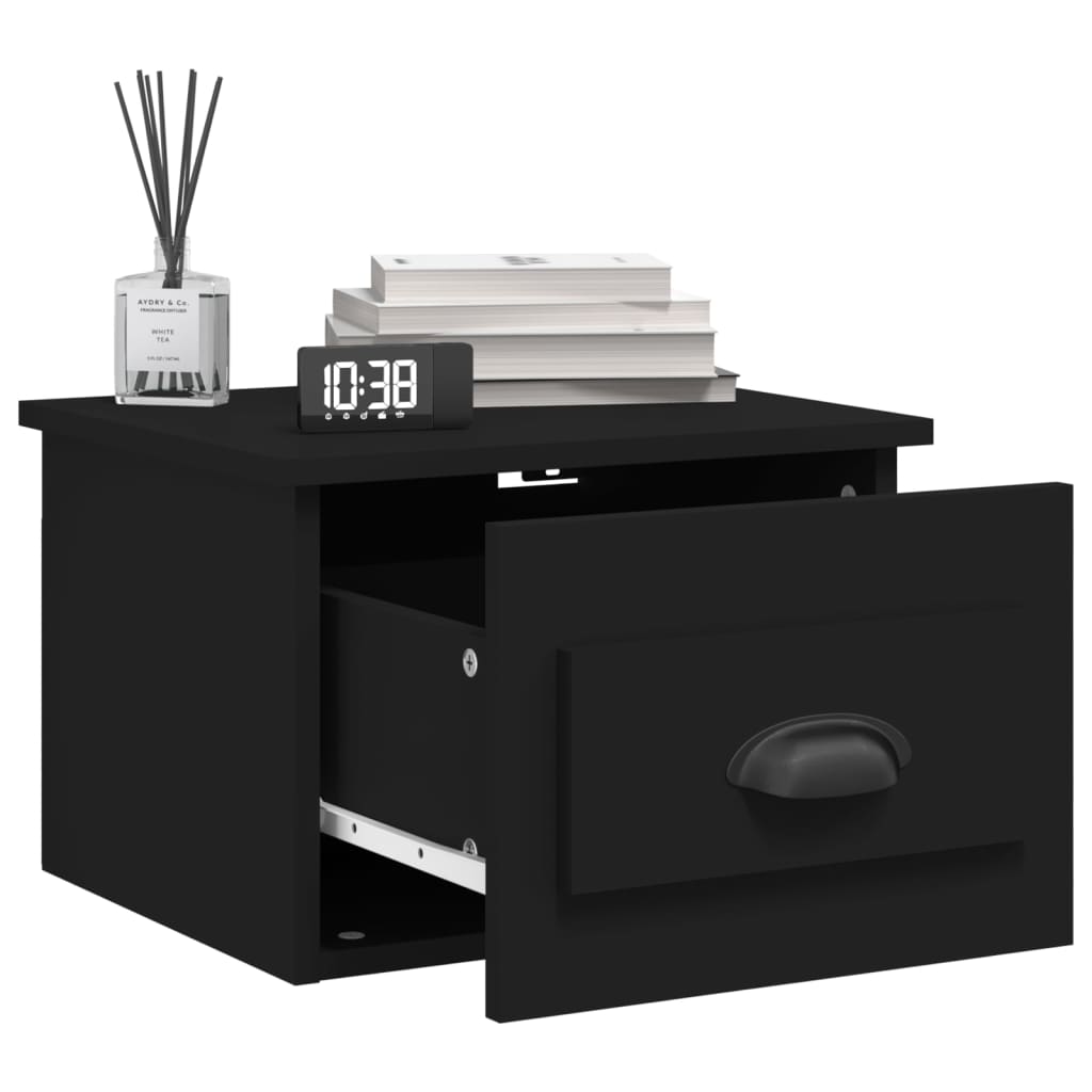 Wall-mounted bedside tables 2 pcs 41.5x36x28 cm black